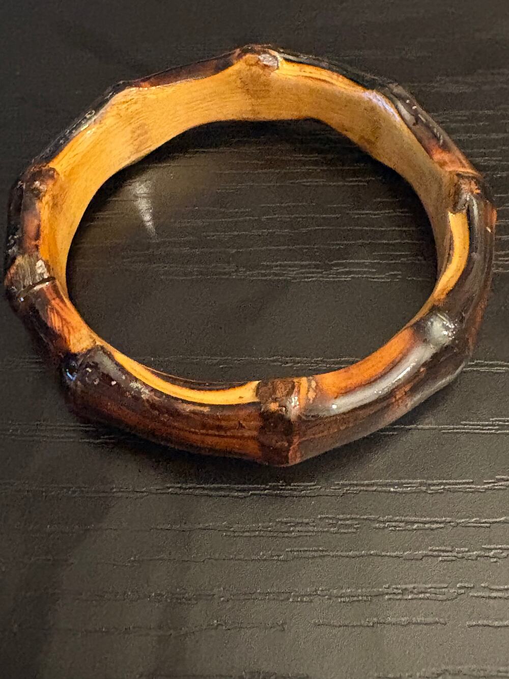 Vintage Faux Bamboo Lucite Bangle Bracelet 7.75”